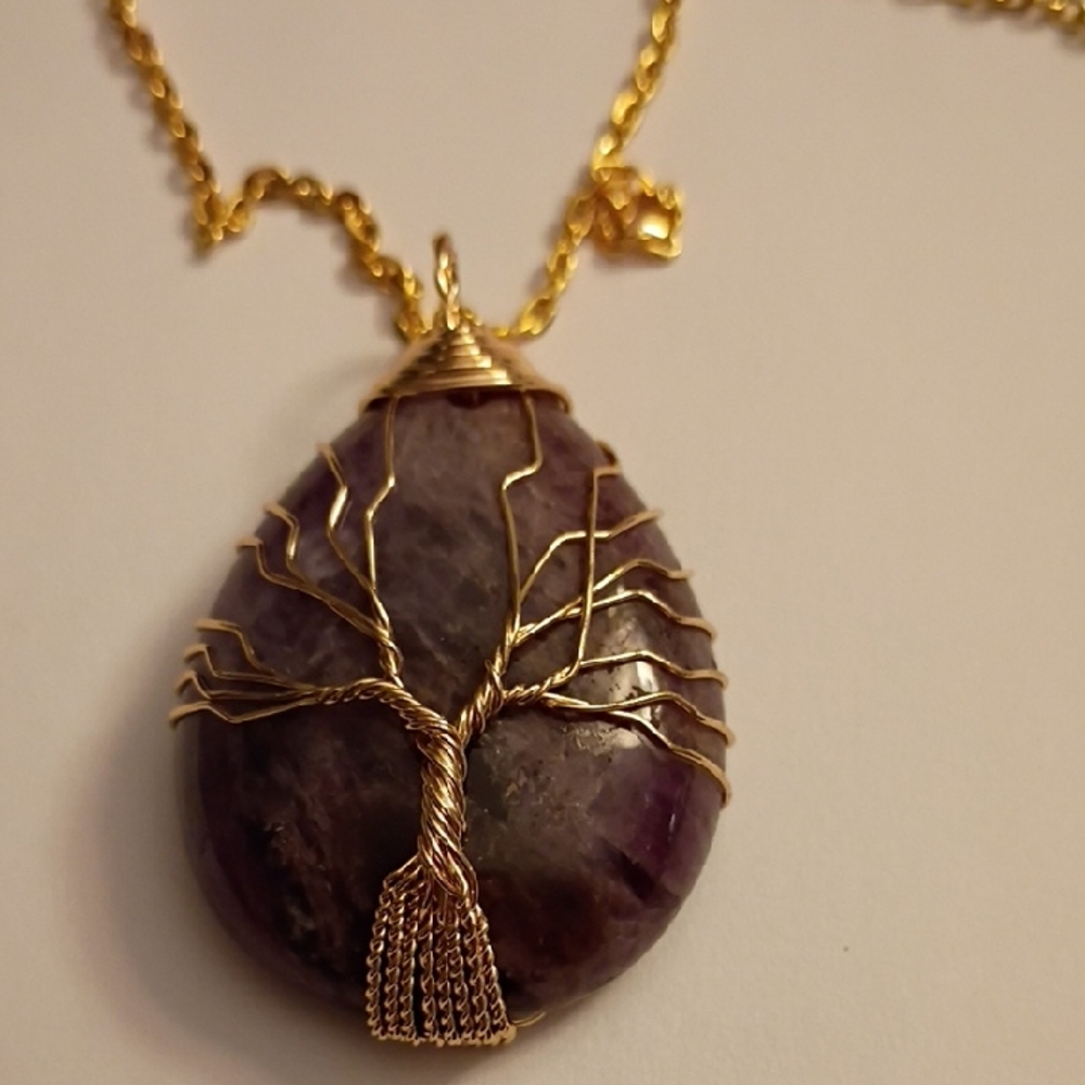 Amethyst Tree of Life Pendant Necklace